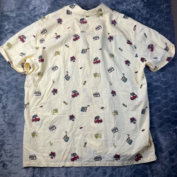 Hurley Button Up Shirt Mens XXL Yellow Reggae Lion Pineapple BV1563 - Picture 9 of 9